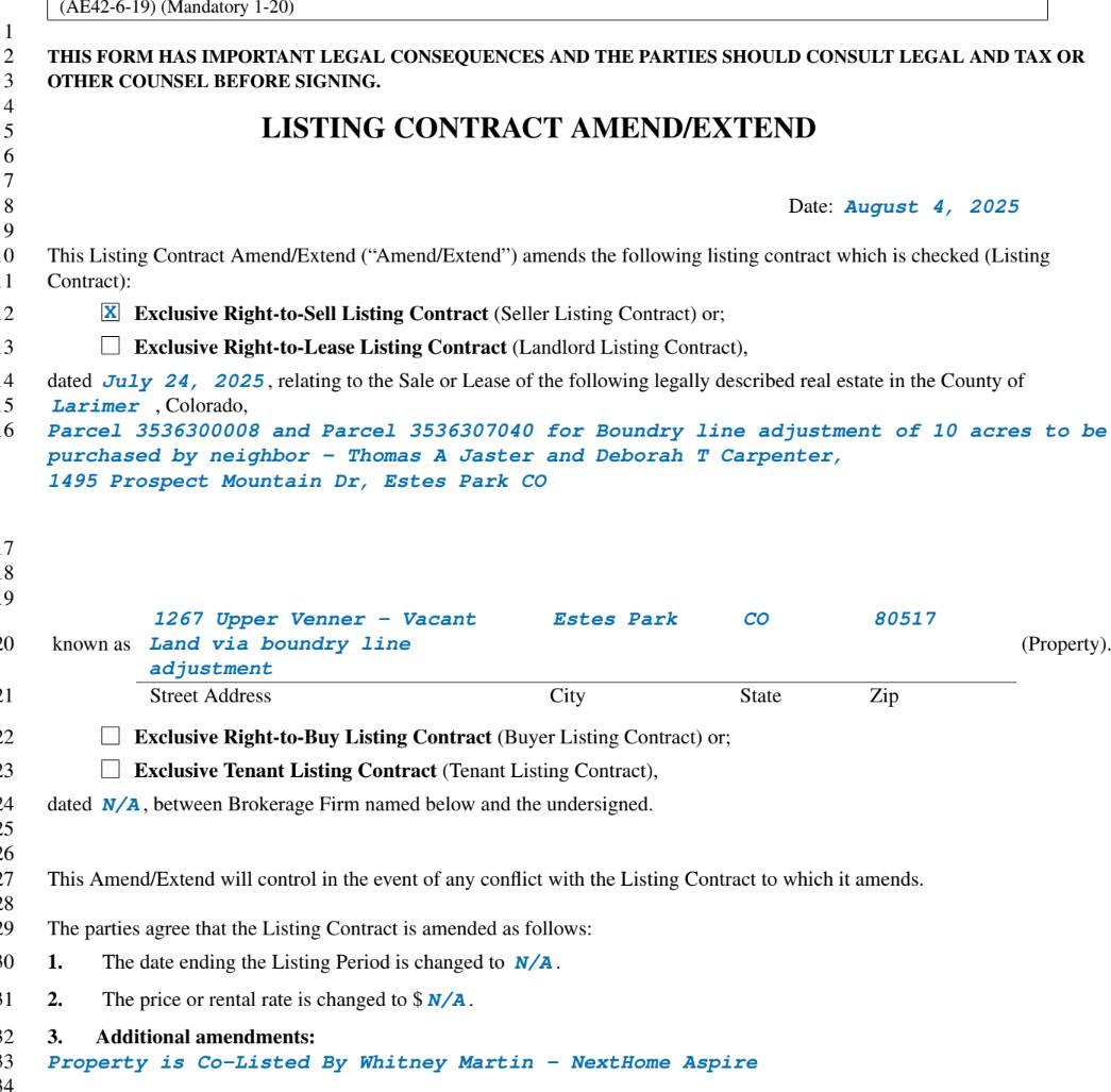 1267 Upper Venner - Vacant Land via boundry line adjustment, Estes Park, CO 80517