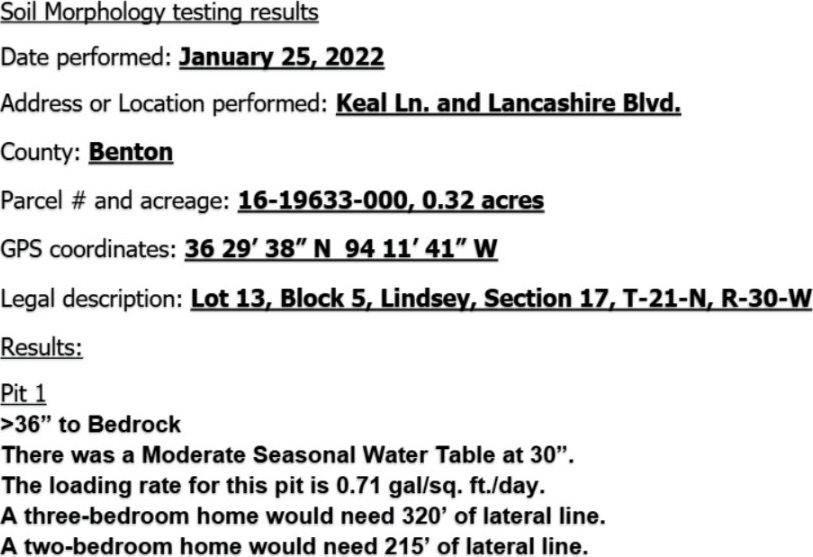 TBD 0.32AC Keal Ln & Lancashire Boulevard, Bella Vista, AR 72714